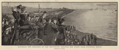 Het volgen van de voortgang van de processie door de vloot vanaf Southsea Beach door A. G. Small